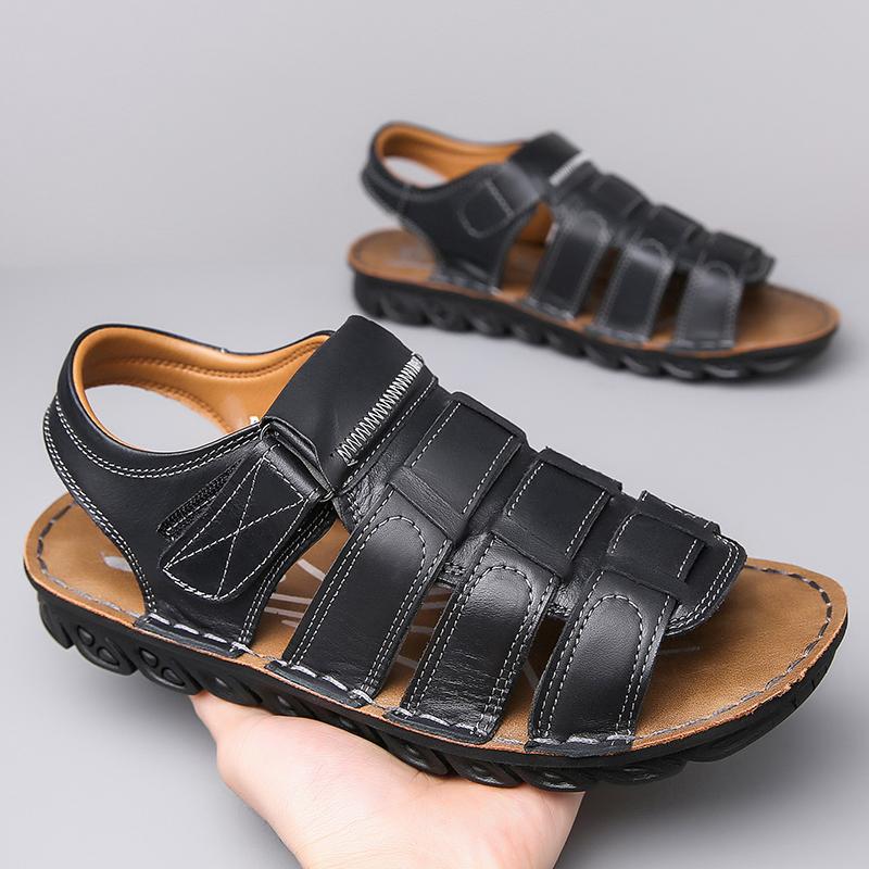 Fashion Fashionable Summer New Outdoor Anti Slip Water Wading Genuine Leather Sandals High-quality Men Comfortable Soft Bottom Slippers