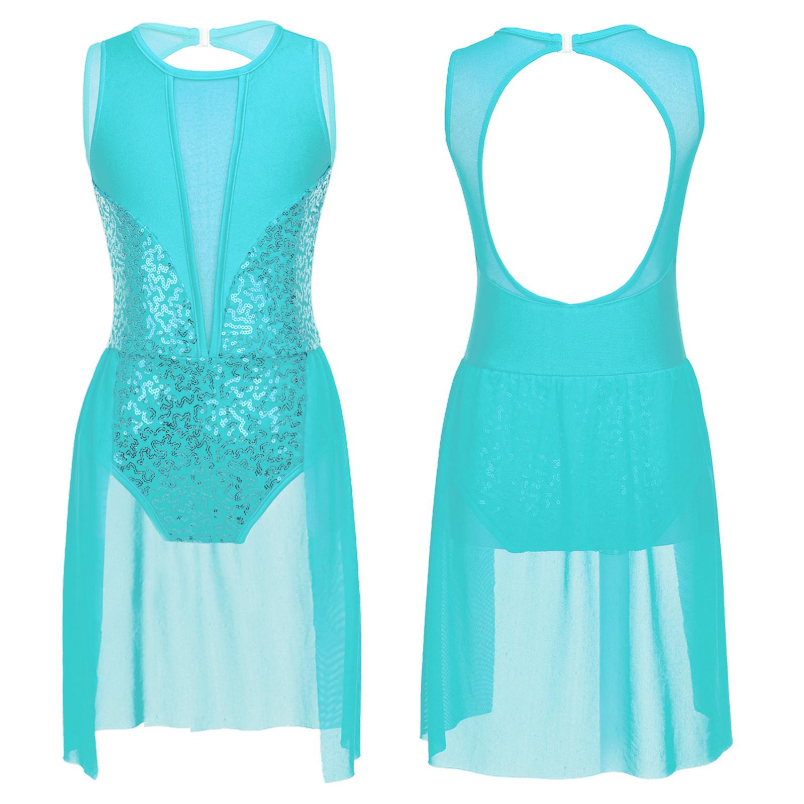 

Девочки без рукавов блестки лирическое танцевальное платье современные костюмы гимнастический купальник с открытой спиной танцевальная одежда 5-6 Years синий