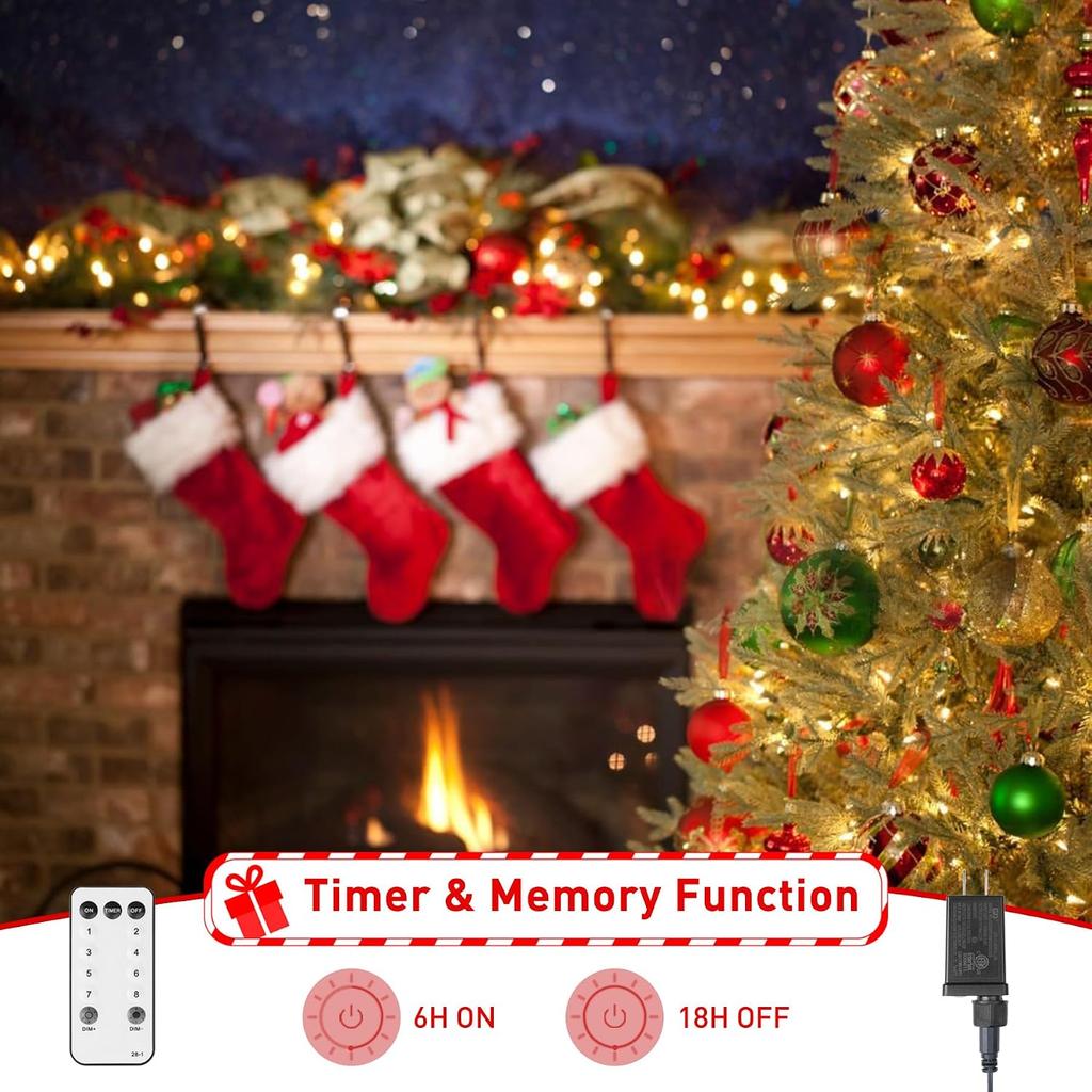 400 LEDs Christmas Tree Lights,LED Christmas Lights with 8 Light Modes,Timer& Memory Function,Remote Control,16 Strands 6.6FT String Light for