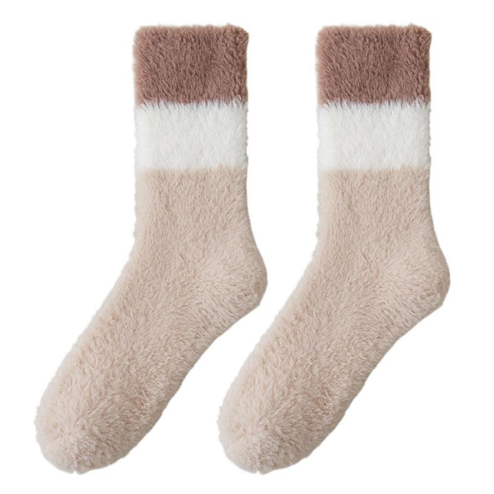 Winter Coral Fleece Socks Sleeping Mid Tube Socks Women Floor Plush Socks  For Female Men