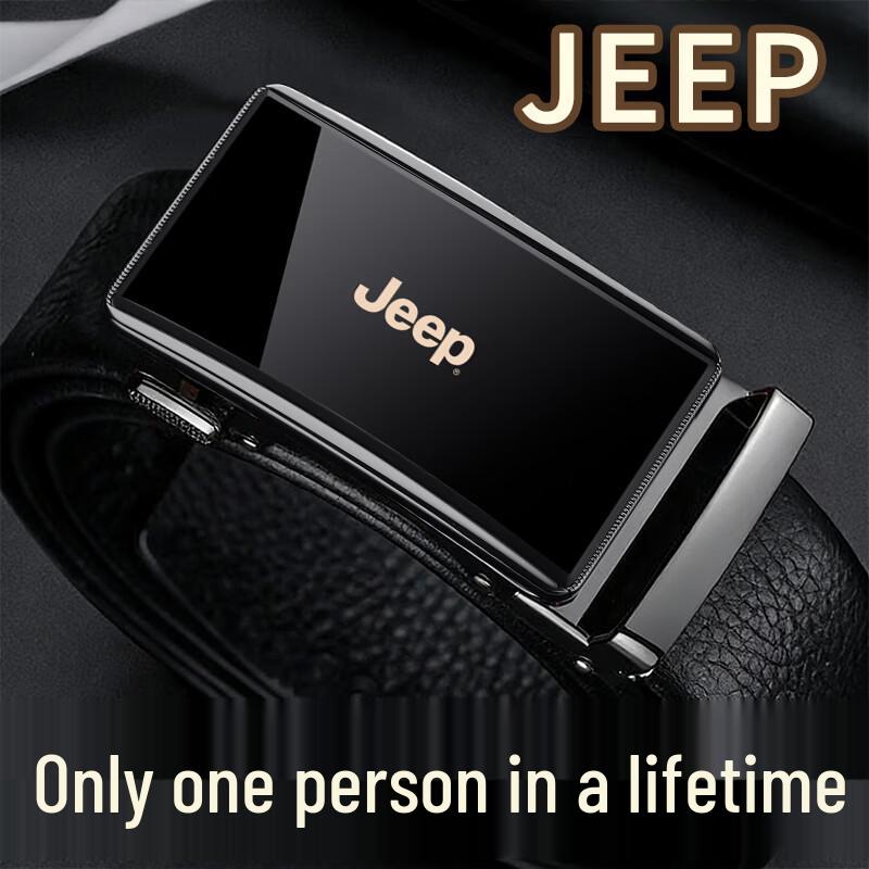 JEEP Men s Genuine Leather Automatic Buckle Belt 120cm
