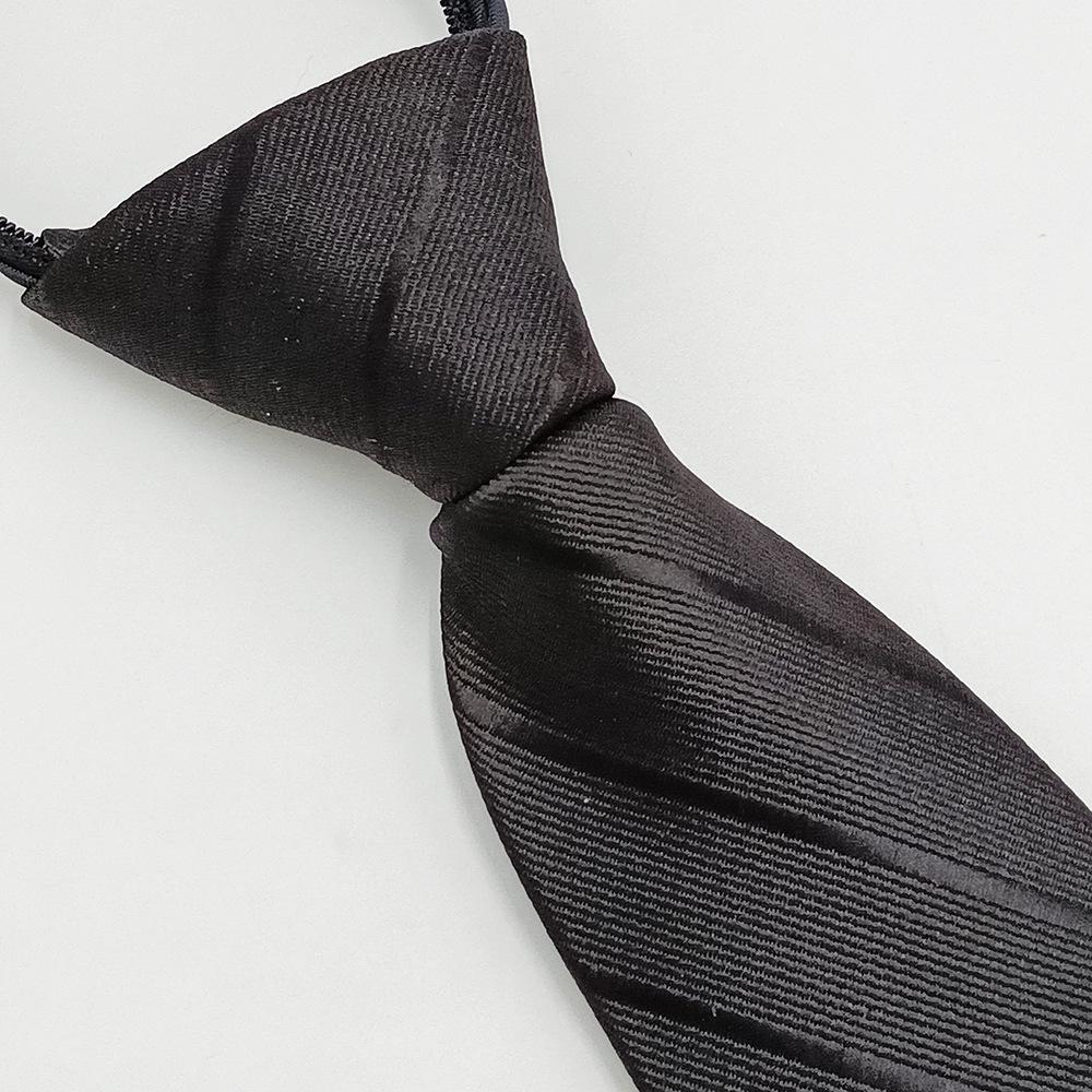 Men's Easy-Pull Knot-Free 8cm Striped Black Zipper Tie