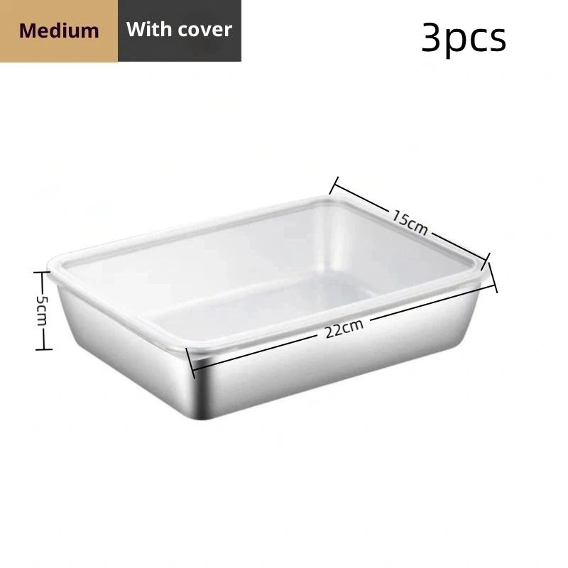 1/2/3/5 szt. Pojemnik na żywność ze stali nierdzewnej 304 z pokrywką Kuchenny pojemnik do przechowywania Świeże tacki do lodówki