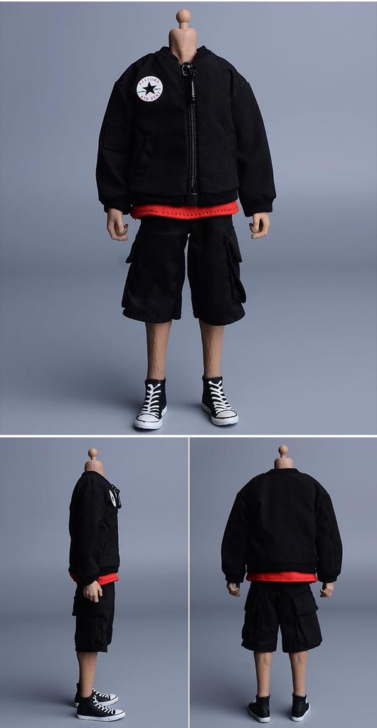 1/12 scale bomber jacket, baseball uniform, trend jacket (body, head, shoes, etc. not included) Black
