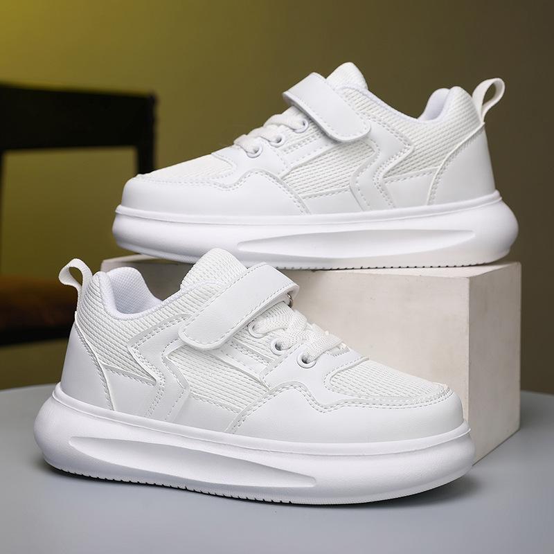 Boys shoes 2025 spring and autumn summer mesh leather children s black sports shoes casual girls white shoes 27