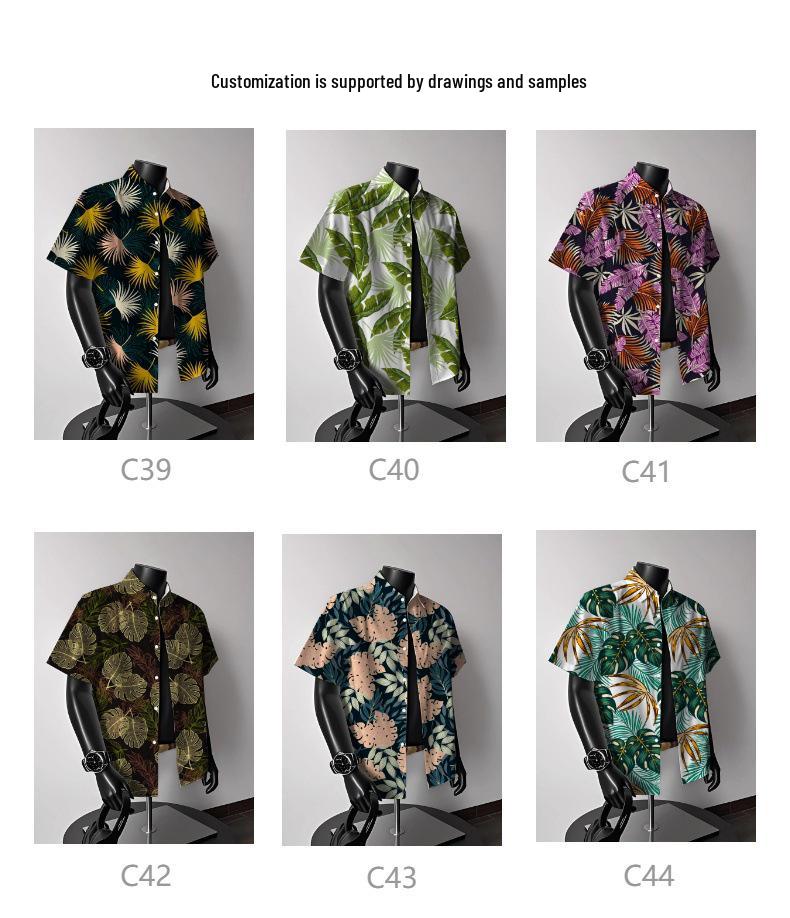 Men's Vintage Hong Kong-Style Hawaiian Floral Short-Sleeve Shirt: Trendy Summer Beachwear for Couples
