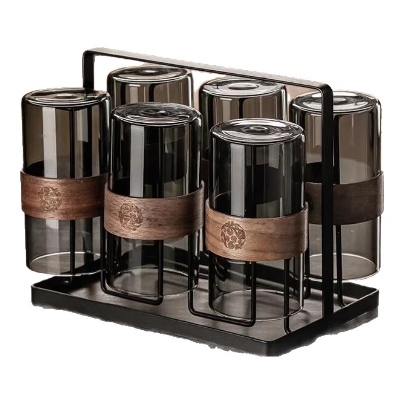 Genas New Chinese Style Heat-Resistant Borosilicate Glass Water Cup Set