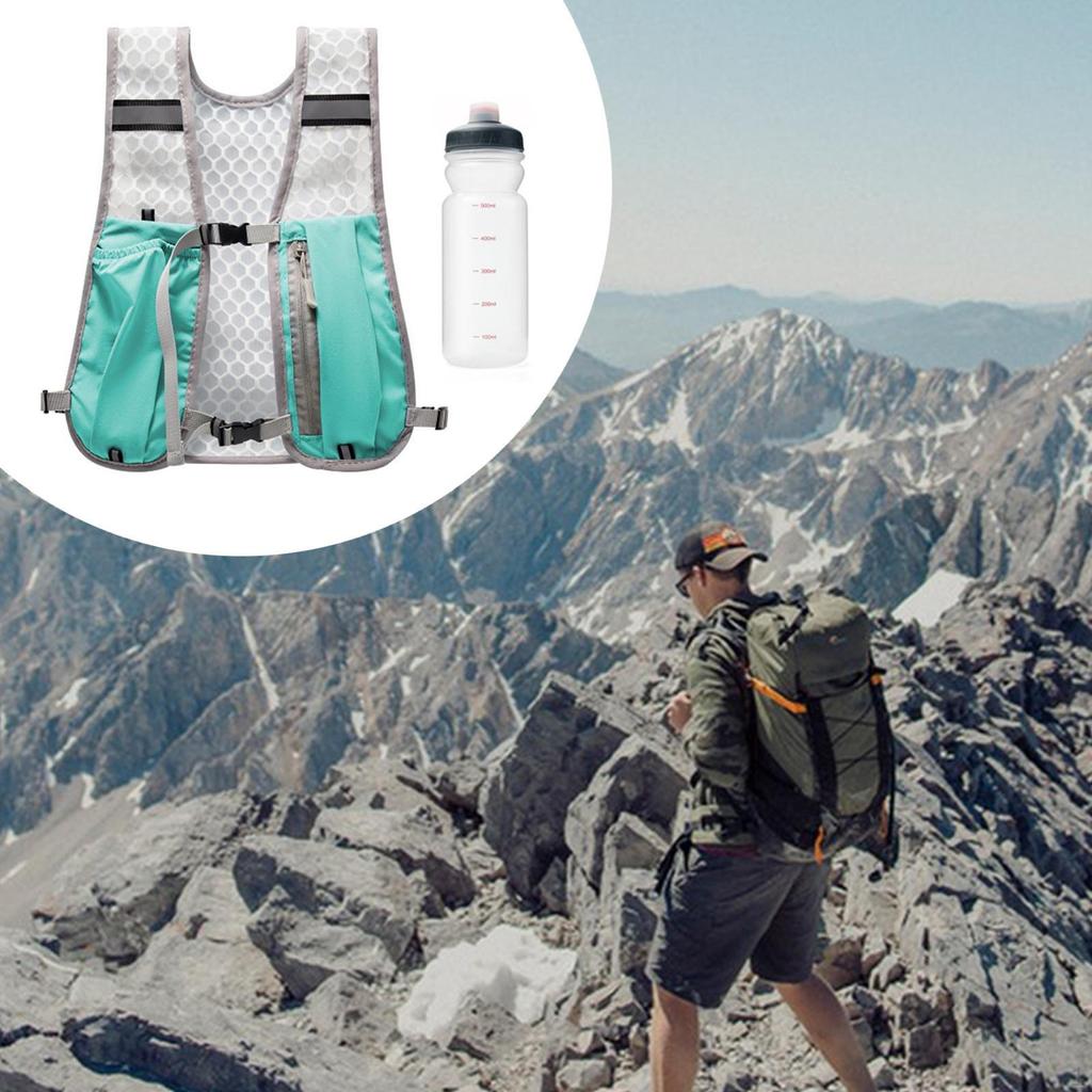 Wanderweste mit 500ml Wasserflasche Tagesrucksack Reflektierendes Design Mehrzweck Atmungsaktiv für