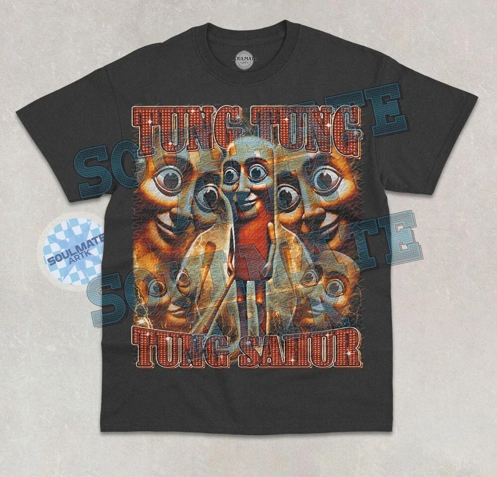 Tung Tung Tung Sahur T- Shirt Funny Italian Brainrot Baseball Graphic Shirt XL