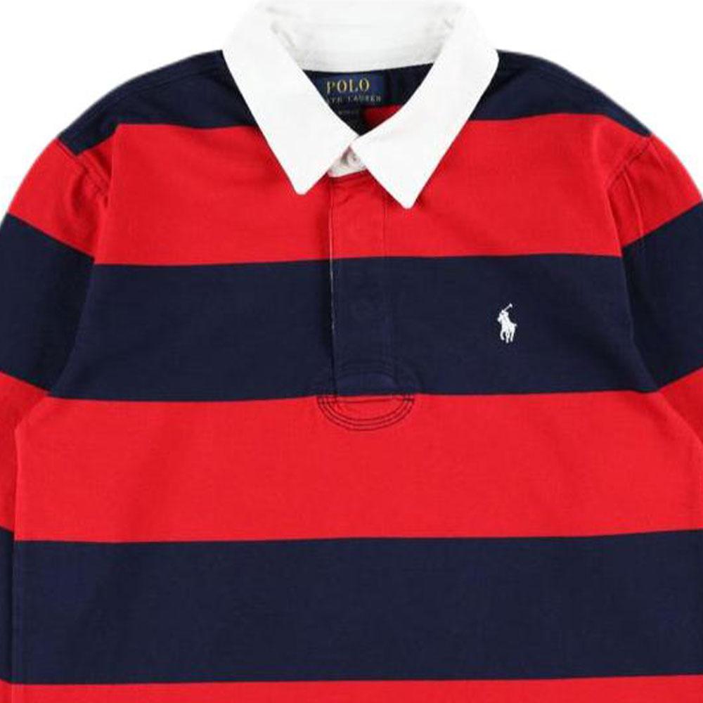 Polo Ralph Lauren Pruhované tričko s polo límečkem a dlouhým rukávem Dětské topy Červená 323932280-003