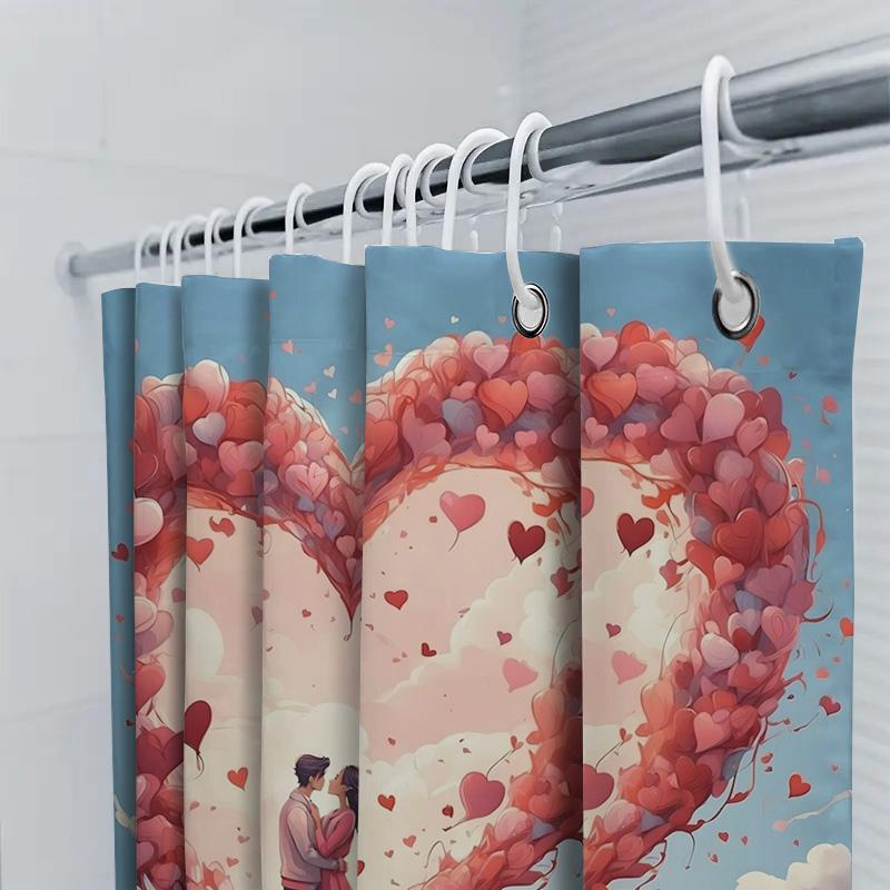 Romantic Heart Shower Curtain | Love-Themed Bathroom Decor