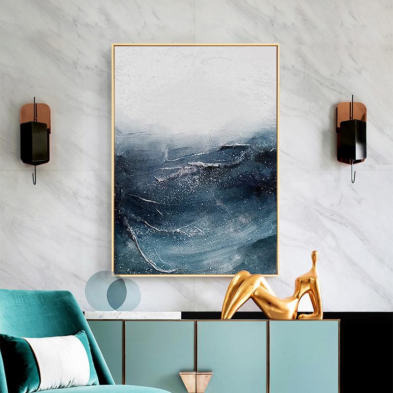 Nordic Abstract Ocean Landscape Wall Art Canvas Painting Minimalist Poster Print Decorative Picture for Living Room Home Decor