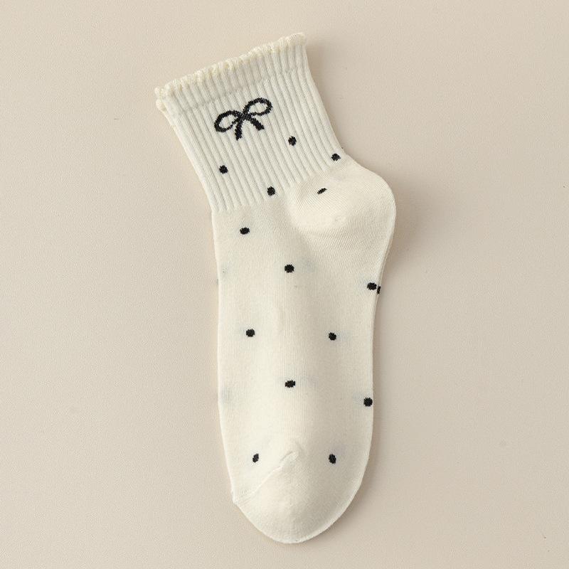 

Women s Summer Thin Boat Socks, Women s Summer Ballet-style Bow Polka Dot Breathable Short Socks 1 pair білий