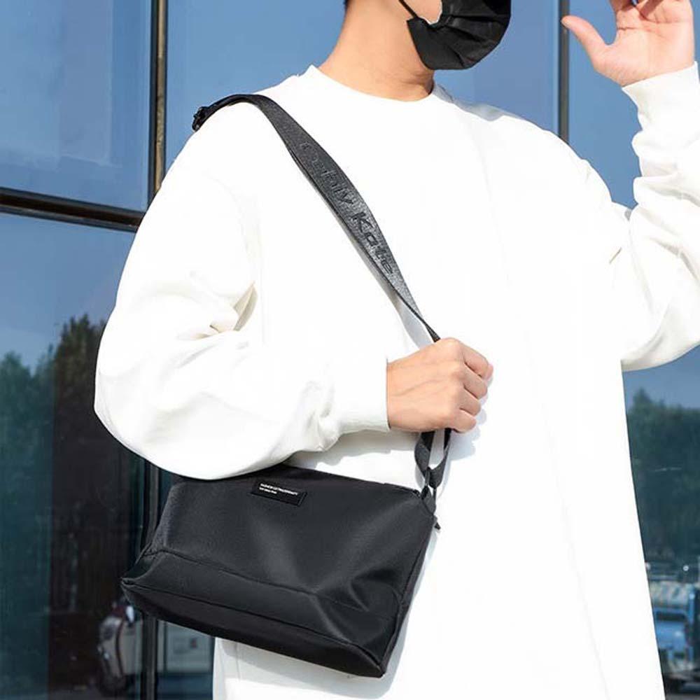 

PU Leather Men s Crossbody Bag Japanese Style Sports Fitness Pouch Outdoor Casual Pouch Work Black S