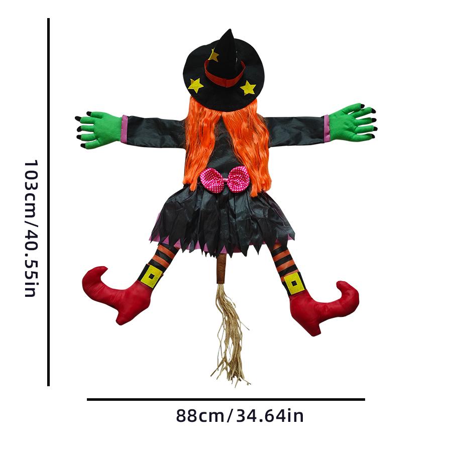 Halloween Orange Hair Witch Climbing Tree Decoration Halloween Theme Pendants Decor for Indoor Outdoor Office Decor