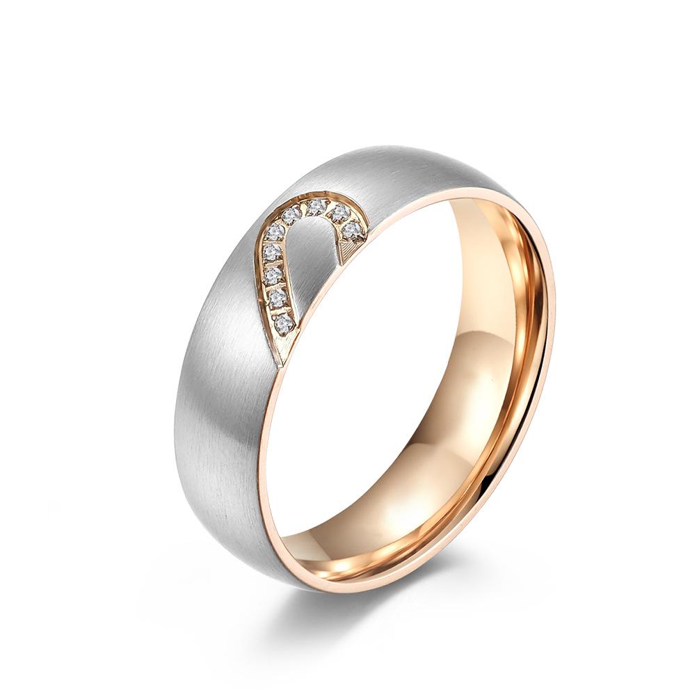 

Европейские и американские бестселлеры Кольца из титановой стали для пар с половинками сердца - Ювелирные изделия в форме сердца для пар Size 6