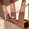 Retro Vintage Hand-Brushed Diamond Inlay Starburst Double Ring - Stackable Eight-Pointed Star Design