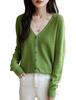 Women's Loose Fit Wool V-Neck Long Sleeve Cardigan Sweater