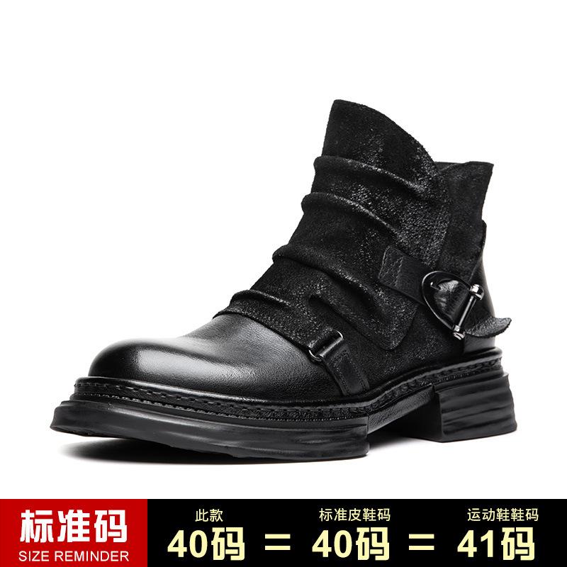 

Мотоциклетные ботинки Martin Boots Men s American Retro Short Boots Ami Kaji Motorcycle Cowhide Winter Paratrooper Boots 41 чёрный