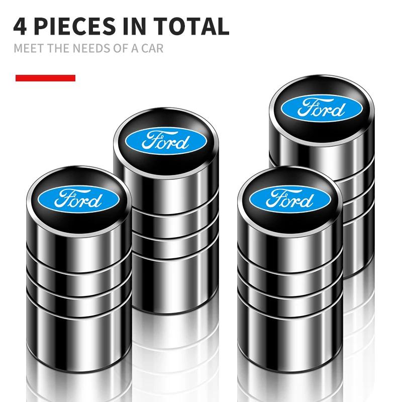 Car Sticker 4pcs Car Wheel Air Valve Stem Cover Caps For Ford Focus Fiesta Ranger Mondeo Escort Falcon Flex S-MAX Kuga Mustang A