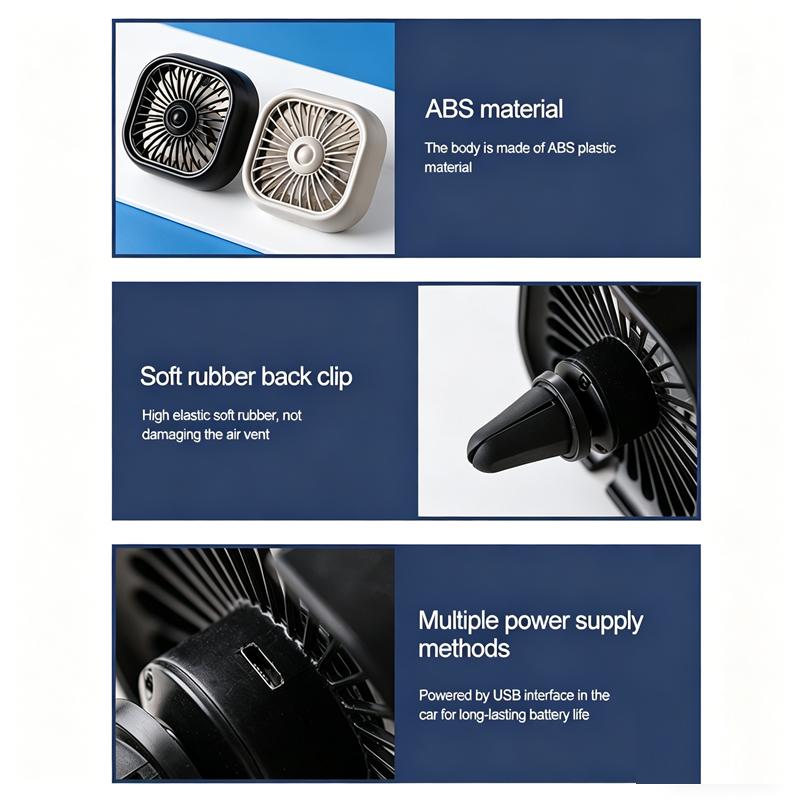 Mini Car Fan Usb Charging Car Air Outlet Electric Fan Multifunctional Led Light Seven-Blade Turbo Fan Car Electronic Supplie