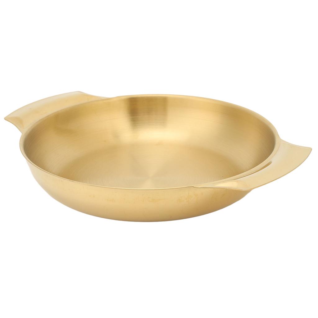 Paella-Pfanne aus Edelstahl Leichte Reinigung Gleichmäßige Erwärmung Topf mit Doppelohren Flachboden-Bratpfanne