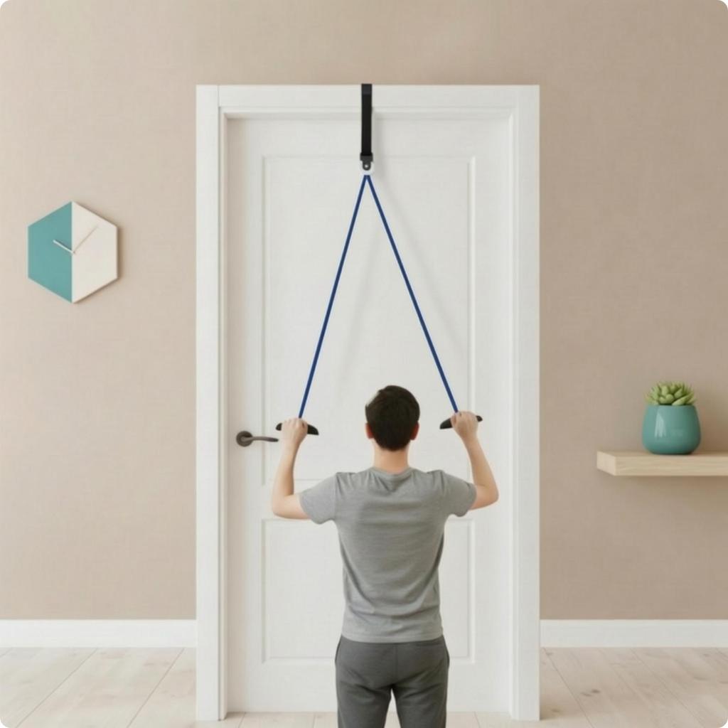 Shoulder Training Rope with Pulley Compact Door Exercise Foot Pedals Portable Pedal