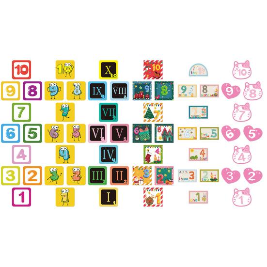 10Pcs/Set Floor Stickers Self-adhesive Cartoon Print No Residue Lattice Number Game Wall Sticker for Children's Room
