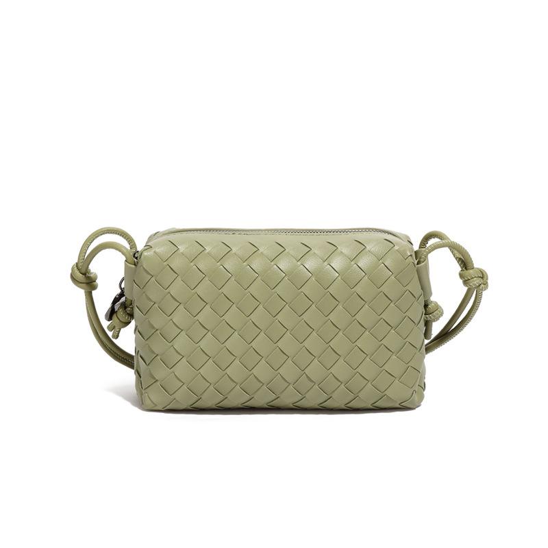 Solid Color Woven Shoulder Bag Fashion Trend Small Square Bag Small Large Capacity Oblique Span Women'S Bag