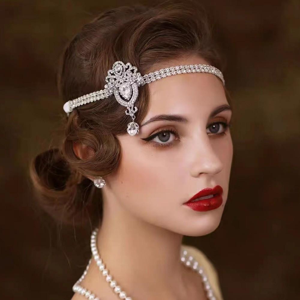 Bohemian Style Water Drop Headwear Rhinestone Forehead Chain Art Deco Headband New Year's Party