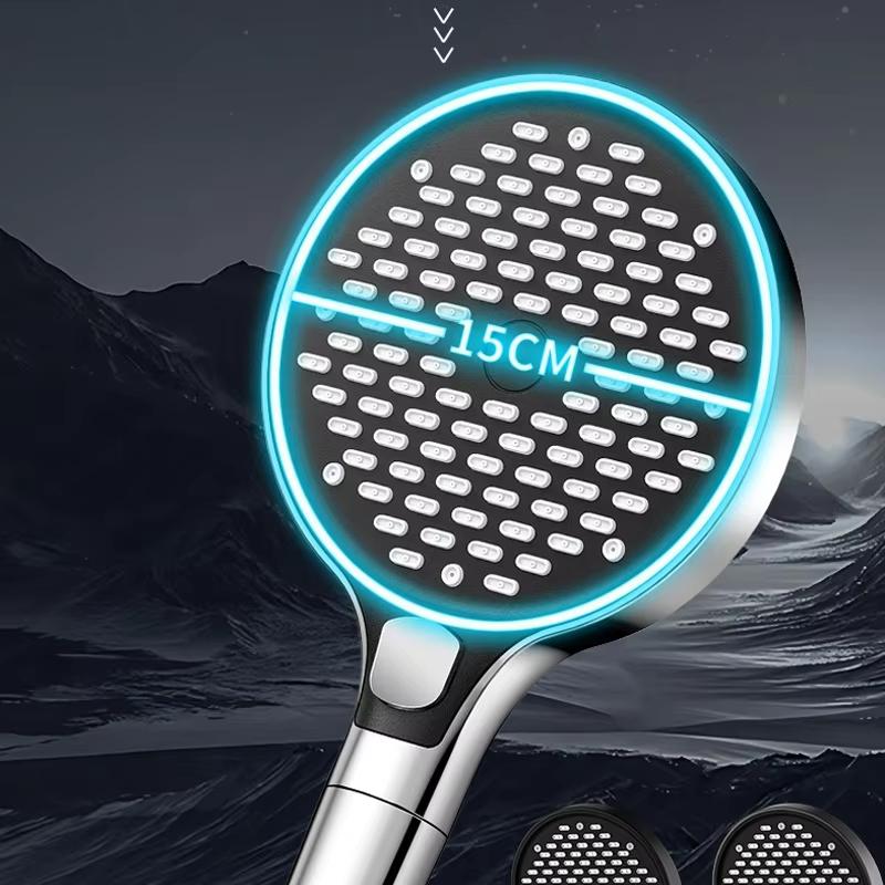15cm Hochdruck Duschkopf Regendusche 3 Modi Duschköpfe Verstellbar Ein-Knopf Stopp Wasser Massage, Badezimmerzubehör