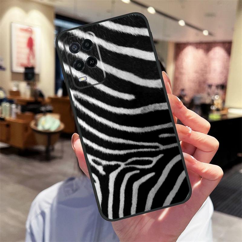 Zebra Skin Print Case For Oppo A94 A74 A54 A18 A38 A58 A78 A98 A40 A60 A80 A16 A76 A96 A15 A17 A77 A57S Cover
