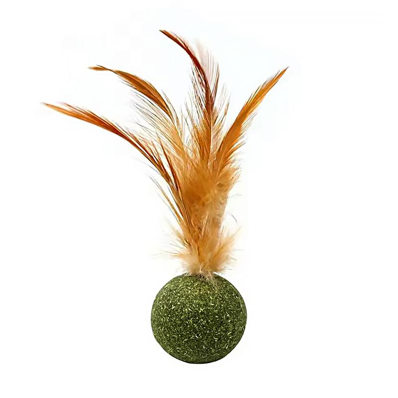 

Cat Toys Catnip Kitten Catnip Feathers Ball Interactive Natural Lollipop Natural Cat Kicker Feathers Design Cat Teeth Cleaning