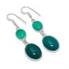 Natural Green Onyx Gemstone 925 Sterling Silver Jewelry Earring 2.09" AE-12233