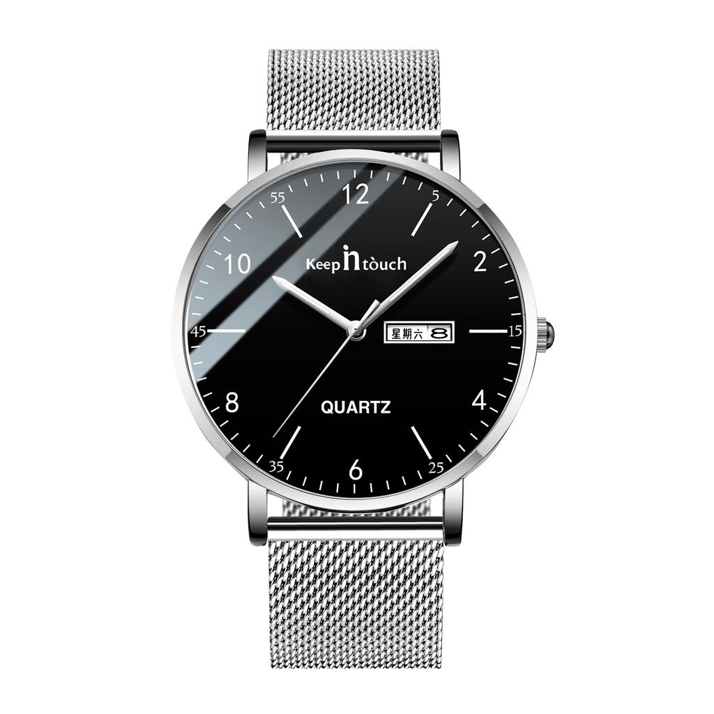 Silent Ultra-thin Men's Watch for Junior and High School Exams Men's Luminous Waterproof Quartz Watch for Young and High School Students