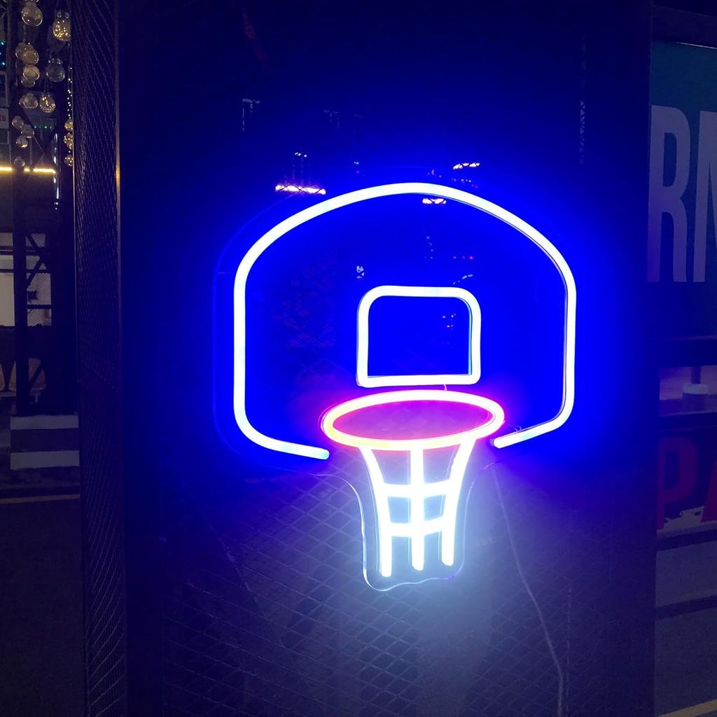 Basketballkorb Neonschild für Raumdekoration Schlafzimmerwand Basketball Neonschilder Cooles Neonschild für Raum Schlafzimmer Geschäft Weihnachts-Geburtstags-Schilder Kindergeschenk