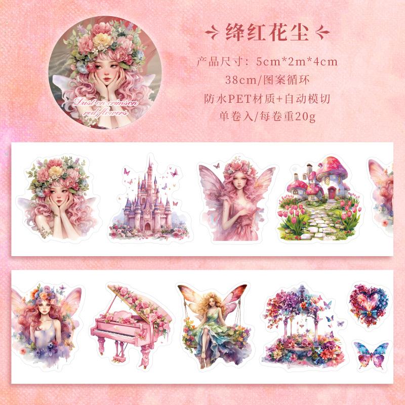 

5cm*2m Kawaii Girl Flowers tape Stickers Decorative Stick Labels Diary Album handmade DIY Junk Journal Supplies