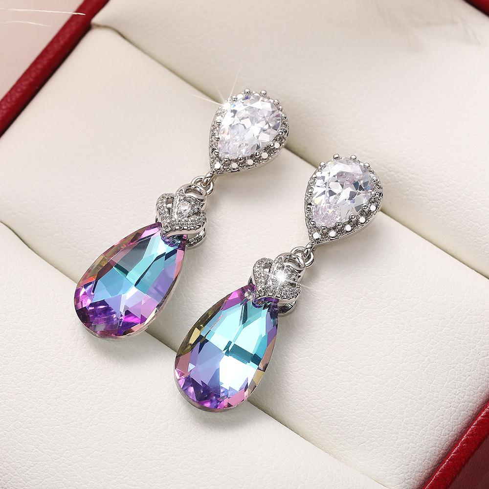 Huitan Temperament Women's Wedding Dangle Earrings Luxury Fashion Cubic Zirconia Earrings Gorgeous Lady Jewelry Drop ShippingGood product