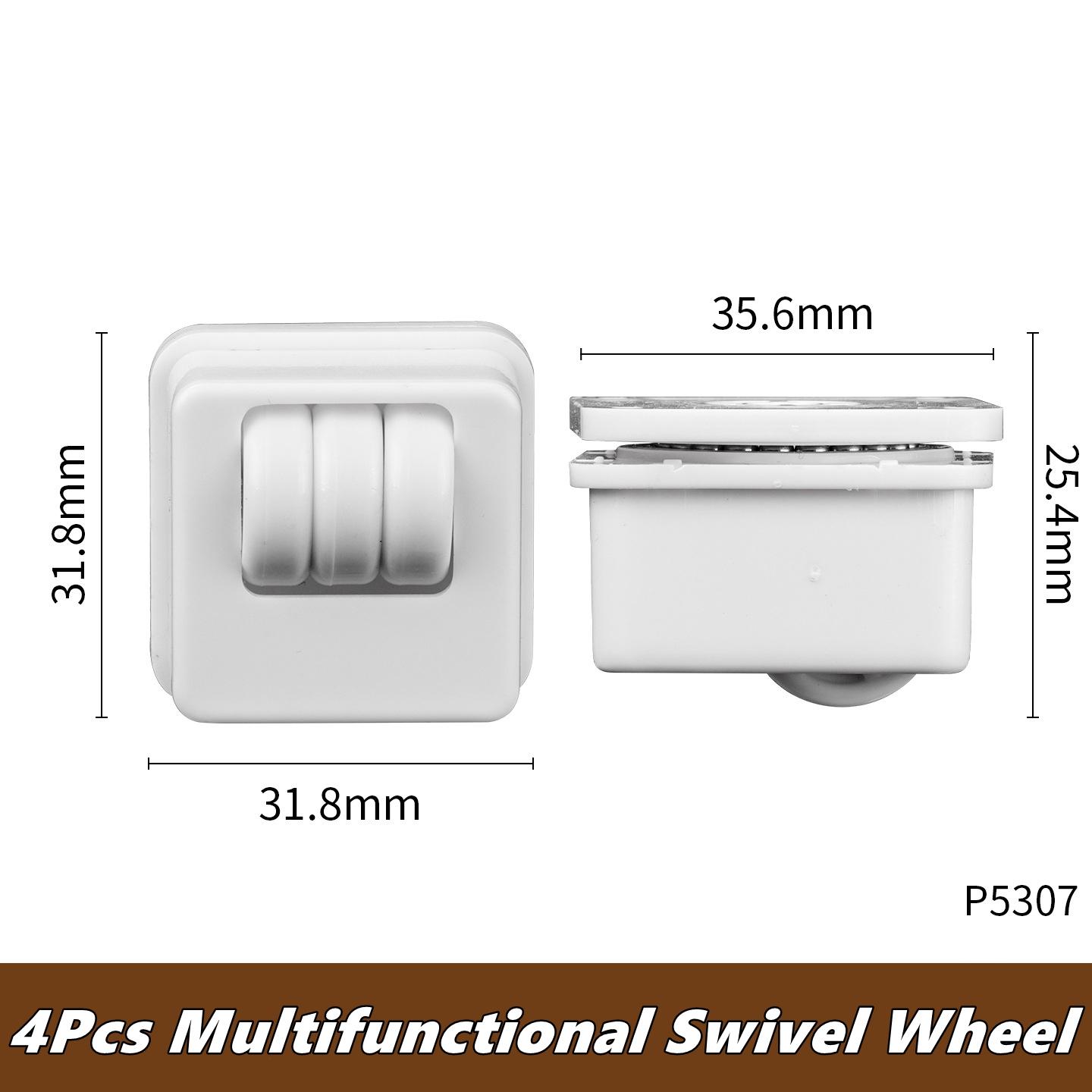 

4Pcs Self Adhesive Rotatable Caster Wheels Strong Load-Bearing Universal 360° Rotating Wheels For Home Furniture Storage Boxes білий