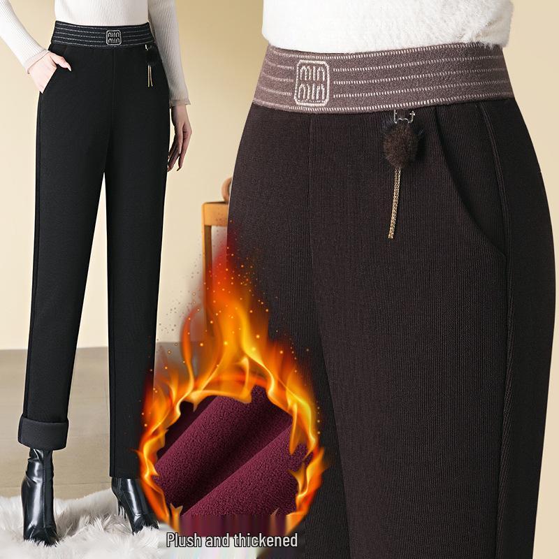 Women's European Velvet Harem Pants - Thickened, Elastic Waist, Petite, Winter 2024 Style