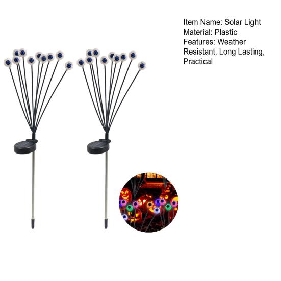 2Pcs LED Solar Scary Eyeball Swaying Lights Realistic 3D Design