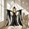 Boho Dancing Lady Suncatcher, Stained Glass Acrylic Hanging Ornament, Mystical Gothic Woman Window Spinner for Indoor Outdoor Decor, Gift
