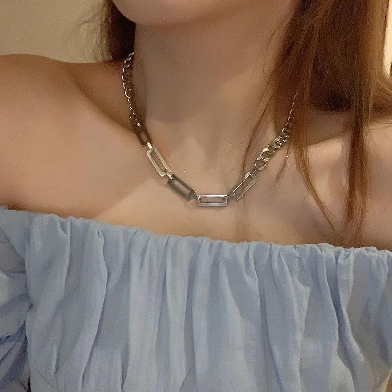 Hip Hop Versatile M Letter Pendant Titanium Steel Men's Ins Tide Cuban Chain Simple Cold Wind Accessories