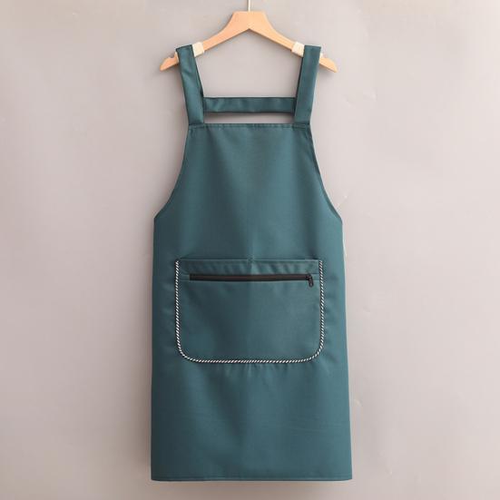 Kitchen Apron with Dual Pocket Solid Color Water-Resistant Oil-proof Adjustable Men Women