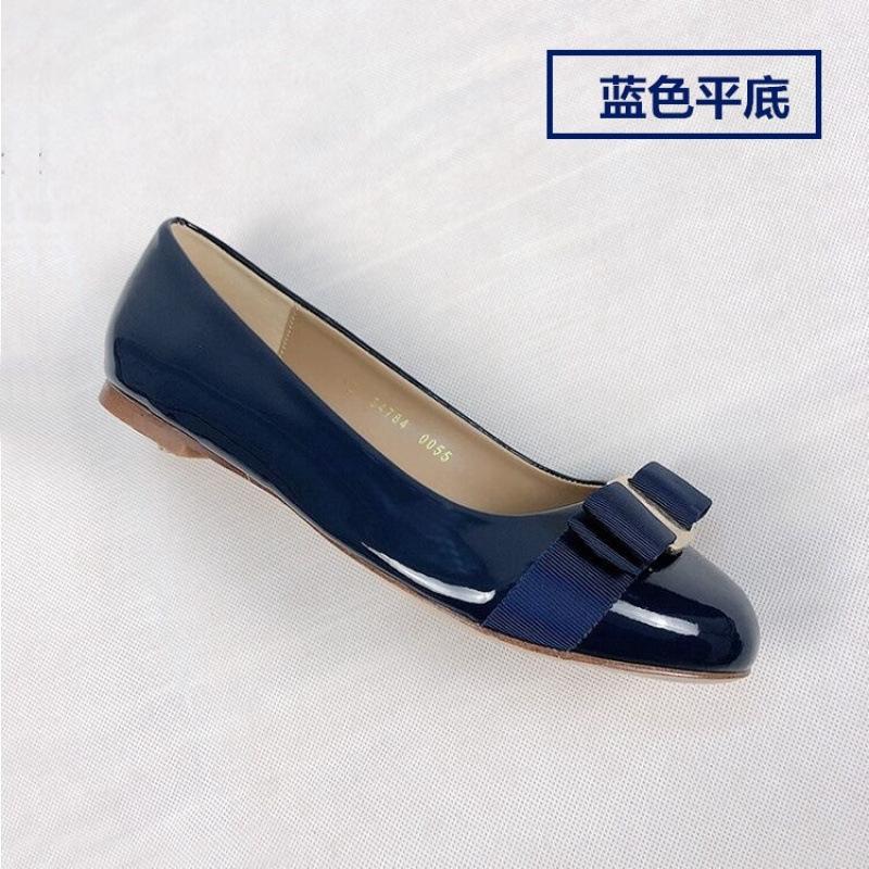 Patent leather leather single shoes bow flat bottom round head shallow mouth new red wedding shoes versatile thick heel medium heel women's shoes