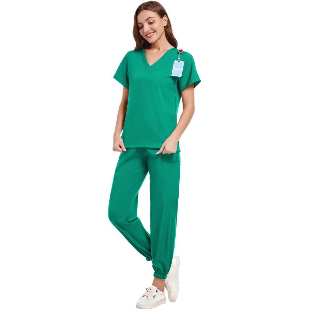Women's V-Neck Short Sleeve Handwashing Suit for Medical Professionals