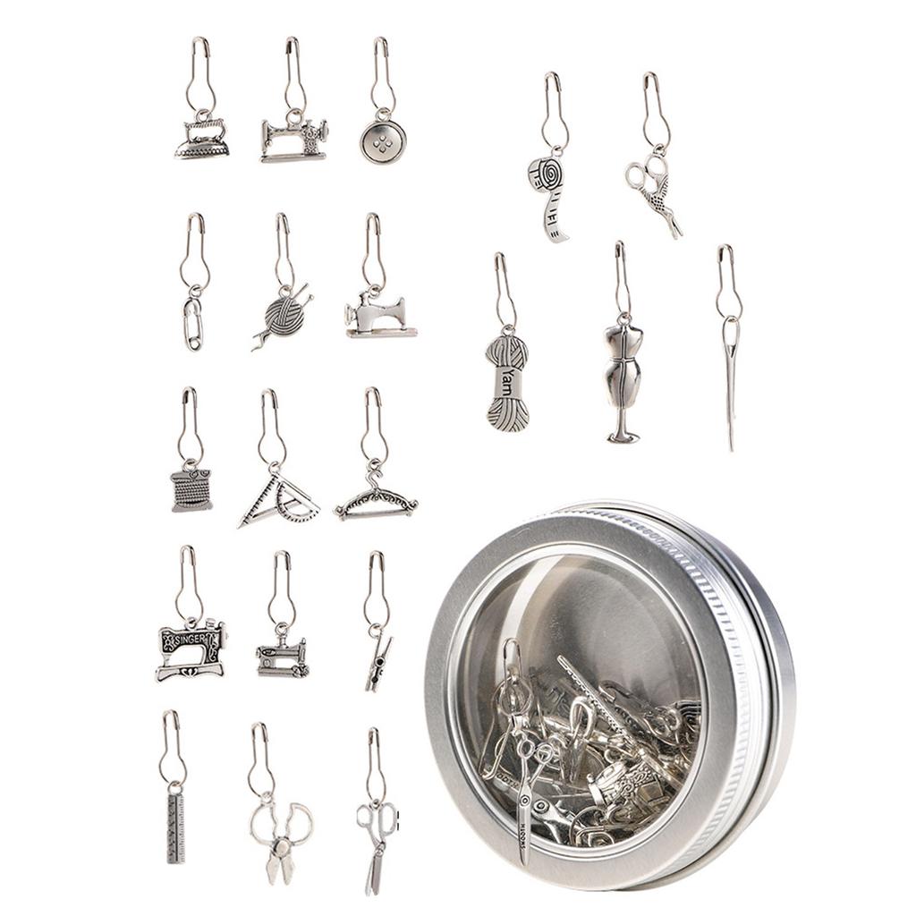 21Pcs Vintage Knitting Marker Charm Safe Pin Crochet Stiching Marker Sweater Shawl Cardigan Brooch Pin Charm Decoration