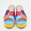Women's Rainbow Patchwork Slip-On Chunky Heel Sandals