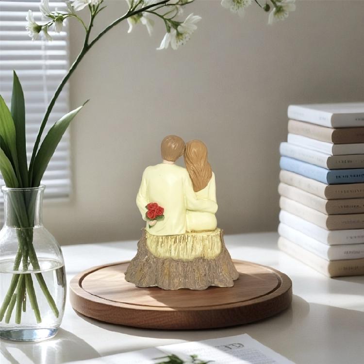 Romantics Loving Elderly Couple Figurine Resins Anniversary Statue Valentines Day Figures Gift for Parent Grandparents