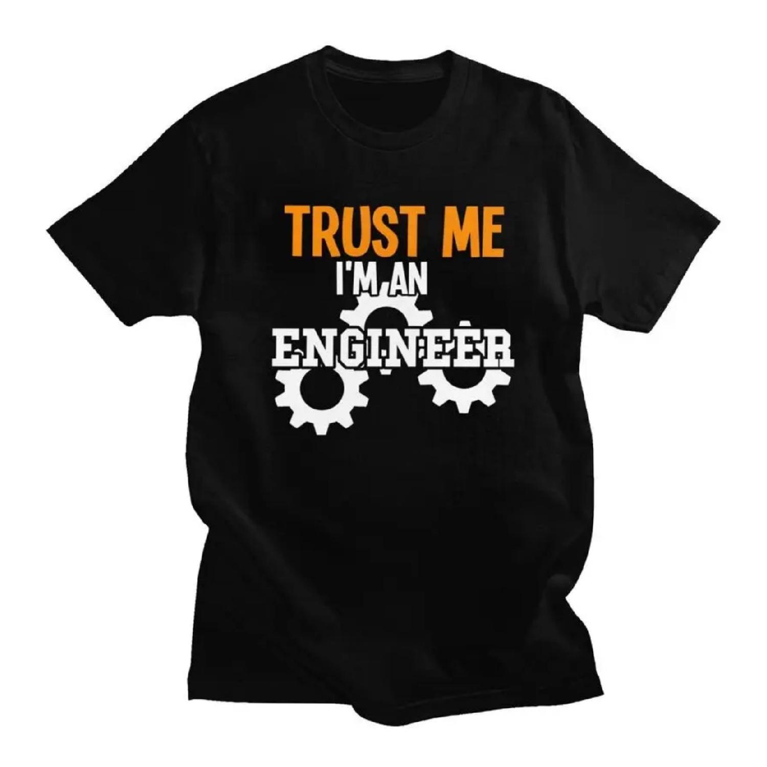 

Custom Trust Me Im An Engineer T Shirts for Men Pure Cotton Tee Tops Tshirts Short Sleeve Casual T-shirt Clothing S чёрный